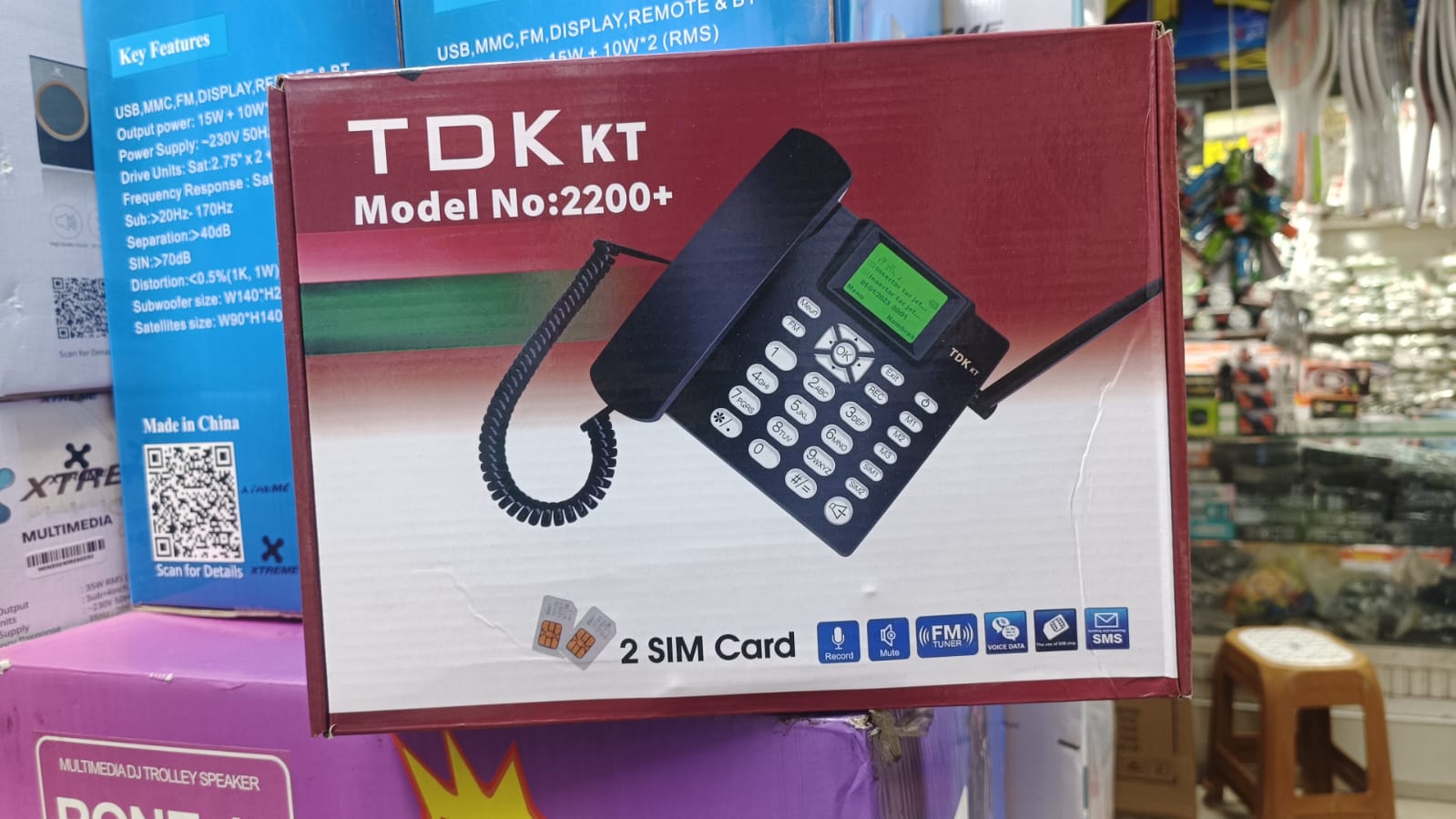 Picture of TDK KT Model No. 2200+ GSM Desk TelePhone – Dual SIM, LCD Display, SMS, FM Radio Wireless Home & Office Communication Black 