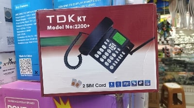 Picture of TDK KT Model No. 2200+ GSM Desk TelePhone – Dual SIM, LCD Display, SMS, FM Radio Wireless Home & Office Communication Black 