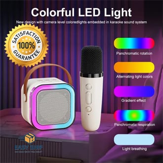Picture of K12 Karaoke Machine Portable Bluetooth 5.3 PA Speaker With 1 Wireless Microphones Home Family Singing Children's Gifts Multicolor 