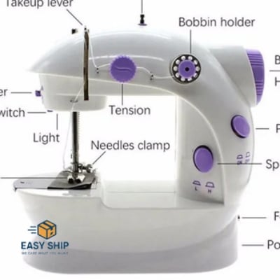 Picture of 8 in 1 Mini Sewing Machine - Dual Speed Portable Mini Electric Pedal Double Threads Rewind Swing Machine Multicolor 