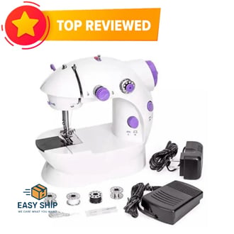 Picture of 8 in 1 Mini Sewing Machine - Dual Speed Portable Mini Electric Pedal Double Threads Rewind Swing Machine Multicolor 