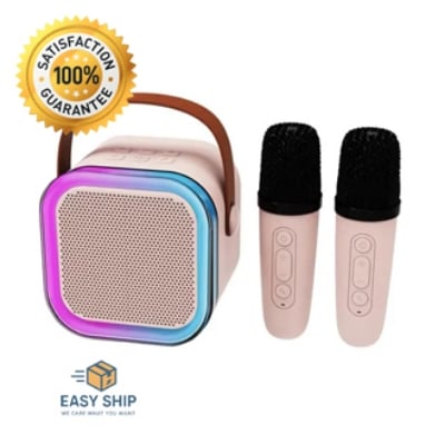 Picture of D Shop K12 Karaoke Machine Portable 5.3 Bluetooth Speaker System with 2 Wireless Microphones for Home Family Singing Children's Gifts Multicolor 