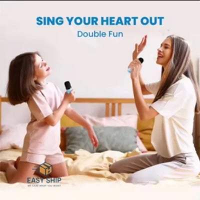 Picture of D Shop K12 Karaoke Machine Portable 5.3 Bluetooth Speaker System with 2 Wireless Microphones for Home Family Singing Children's Gifts Multicolor 