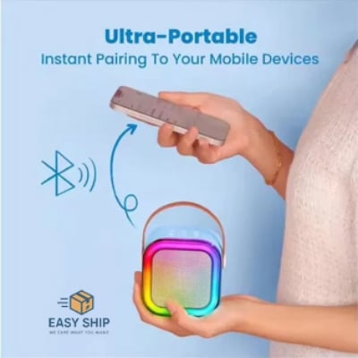 Picture of D Shop K12 Karaoke Machine Portable 5.3 Bluetooth Speaker System with 2 Wireless Microphones for Home Family Singing Children's Gifts Multicolor 