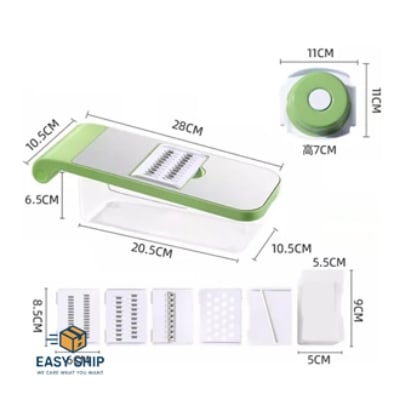 Picture of Bix Super Shop Vegetable Slicer Cutter Grater Chopper Food Slicer Dicer Hand Guard Set Kitchen Manual Slicer Kitchen Tool Accessories Stainless Steel Rust-Free Blades with 5 Removable Blades and Storage Box-Graters, Peelers & Slicers Multicolor 