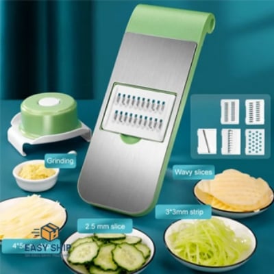 Picture of Bix Super Shop Vegetable Slicer Cutter Grater Chopper Food Slicer Dicer Hand Guard Set Kitchen Manual Slicer Kitchen Tool Accessories Stainless Steel Rust-Free Blades with 5 Removable Blades and Storage Box-Graters, Peelers & Slicers Multicolor 