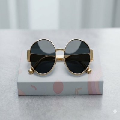 Picture of Premium Gold Frame Oval Sunglasses – Stylish UV Protection Eyewear for Men & Women
