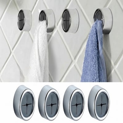 Picture of 4Pc Self-Adhesive Towel Holder Round Wall Mount For Bathroom Or Kitchen