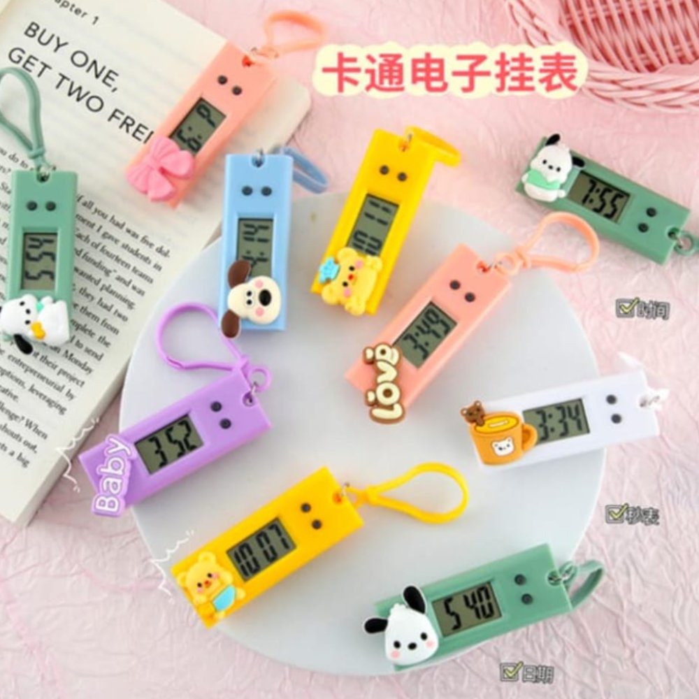 Picture of Cute Cartoon Portable Mini Watch Keychain Bag Decoration Silent Electronic Watch Kids Charm Gift With Hook