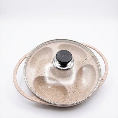 Picture of Marble Coated Nonstic Aluminum Die Casting Pitha Or Cake Pan With Glass Lid
