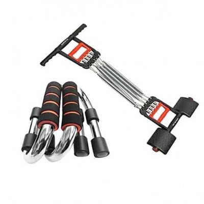Picture of Combo Pack of Chest Pull and Push Up Bars   Black and Silver