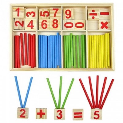 Picture of Wooden Mathematic Counting Sticks Wooden Toy Box montessori math learning Education Wooden Montessori Toy Baby Gift
