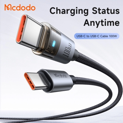 Picture of Mcdodo 100W USB-C to USB-C Transparent Cable with Charging Light 1.2m