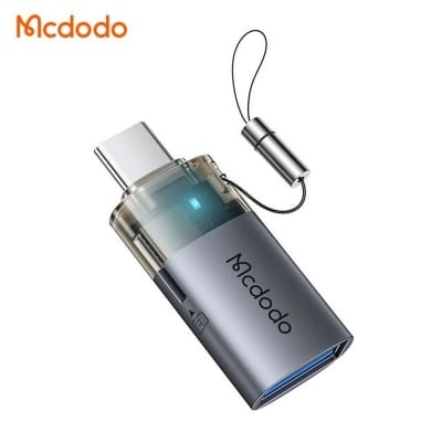 Picture of Mcdodo 2-in-1 USB-A to USB-C Transfer Adapter Built-in TF Card Reader with Lanyard