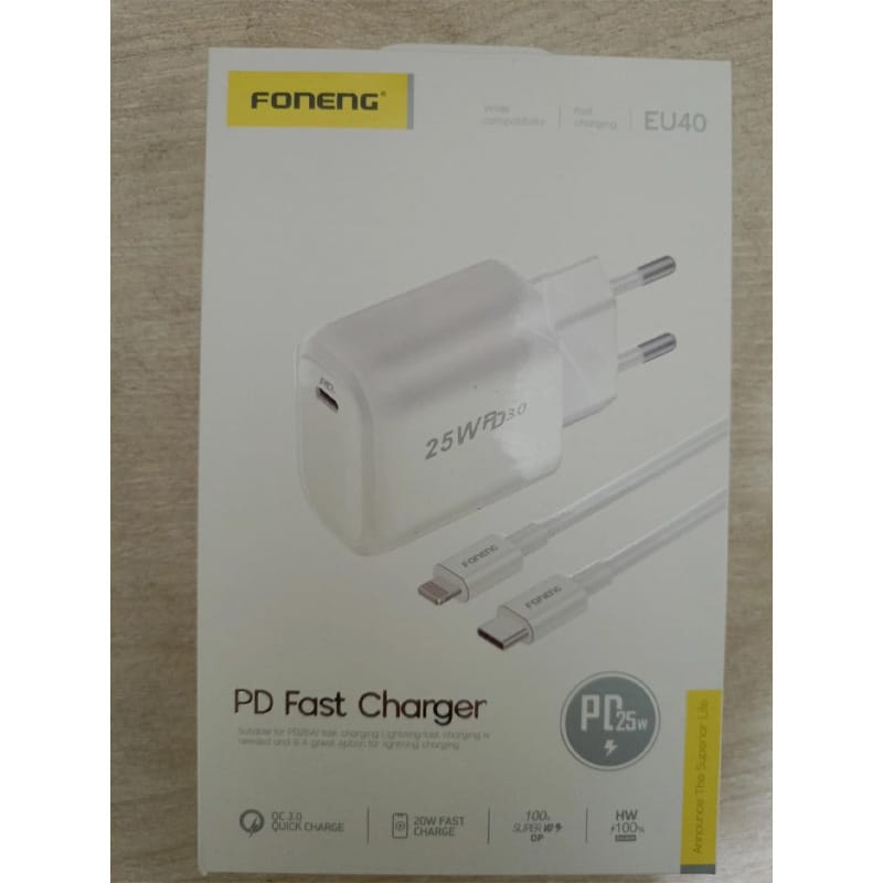 Picture of Foneng 25W PD Fast Charger C to Lightning Cable Set