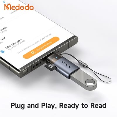 Picture of Mcdodo 2-in-1 USB-A to USB-C Transfer Adapter Built-in TF Card Reader with Lanyard