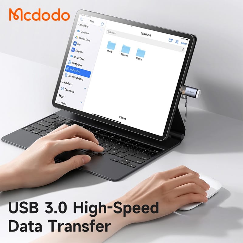 Picture of Mcdodo 2-in-1 USB-A to USB-C Transfer Adapter Built-in TF Card Reader with Lanyard
