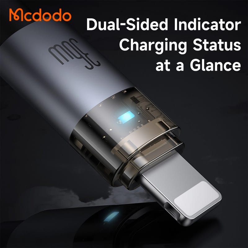 Picture of USB C to Lightning 36W PD Transparent Cable with Charging LED light
