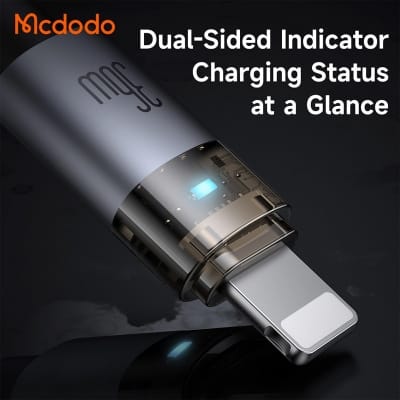 Picture of USB C to Lightning 36W PD Transparent Cable with Charging LED light