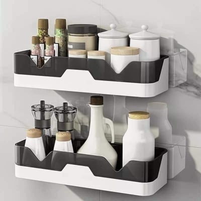 Picture of Optimize your bathroom space with a Wall-Mounted Storage Rack - Crafted from Durable Plastic - Size 29.5*11.6.5 cm