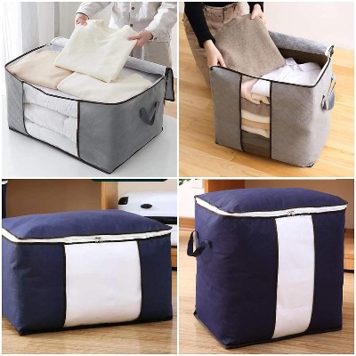 Picture of Foldable Zipper Blanket Storage Organizer Bag Non-woven Clothes Bag
