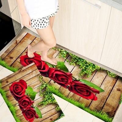 Picture of New 3D Printed Long 2 pcs set Non-slip Kitchen Carpet.