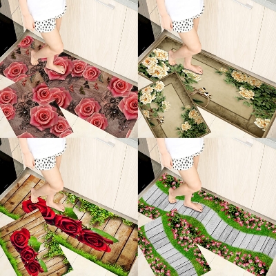 Picture of New 3D Printed Long 2 pcs set Non-slip American Style Kitchen Carpe