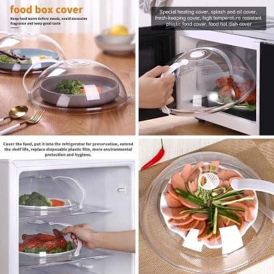 Picture of Dish Cover Kitchen Microwave Oven Plate Cover Transparent Anti-splash Dish Lid