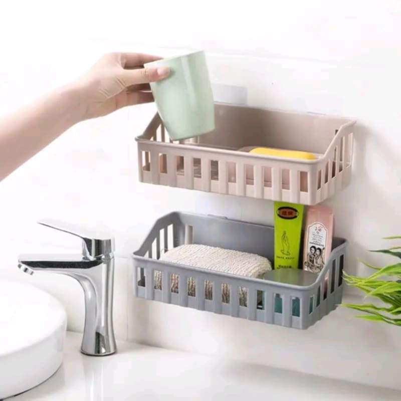 Picture of Bathroom Storage Shelf plastic toilet bathroom wall hanging storage rack basket no trace stickers