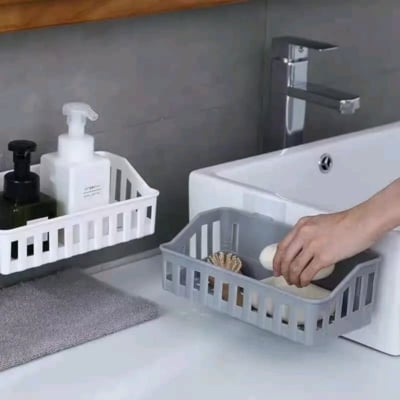 Picture of Bathroom Storage Shelf plastic toilet bathroom wall hanging storage rack basket no trace stickers