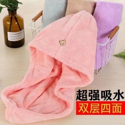 Picture of Cimiva Hair Drying Cap Microfiber Quick-drying Water Absorbent Triangle Shower Cap Lace Long Hat Hair Drying Cap
