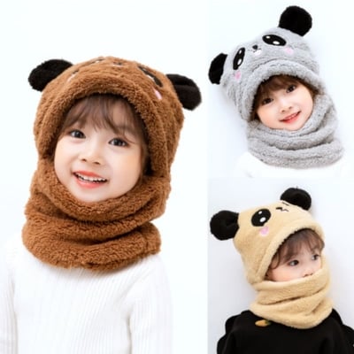 Picture of Kids Warm scarf set Baby Knit Hat Scarf Winter Warm Beanie Cap with Circle Loop Scarf Neckwarmer