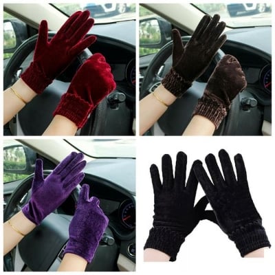 Picture of Super Stylish Velvet Hand Gloves For Women