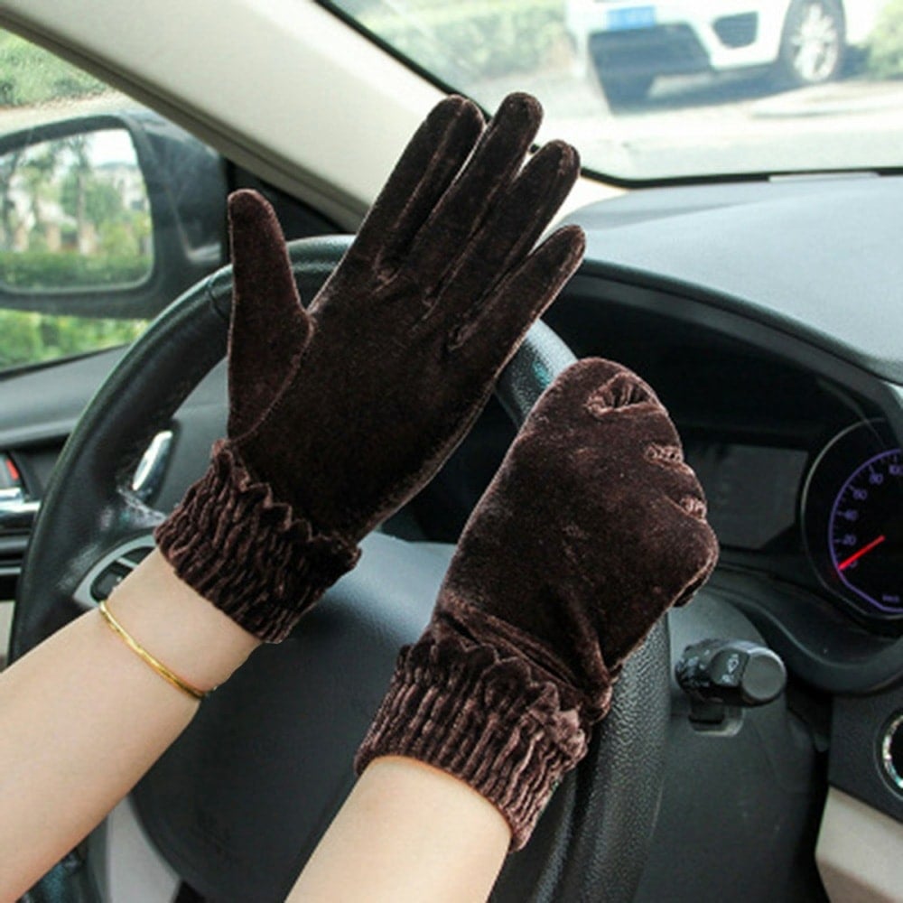 Picture of Super Stylish Velvet Hand Gloves For Women