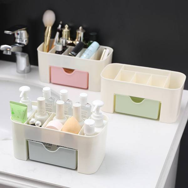 Picture of Women Makeup Case Storage Organizer Cosmetic Holder Container Box With Drawer 1 Pcs