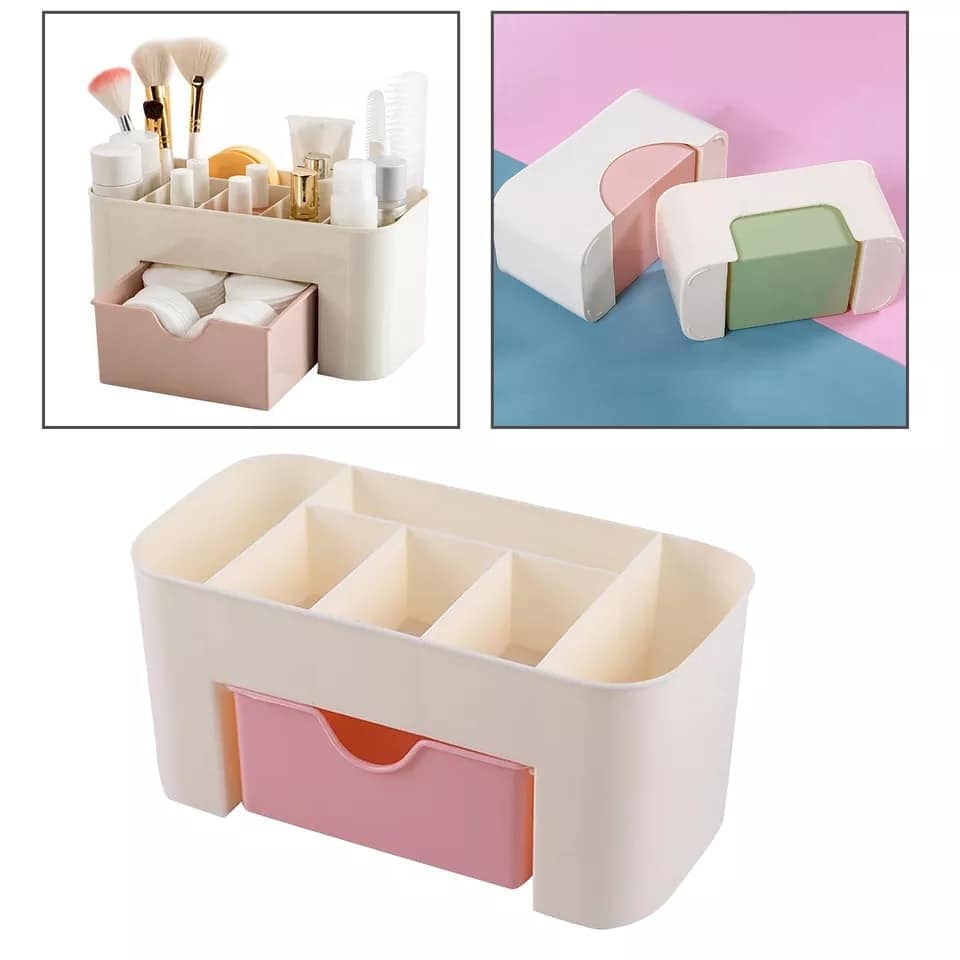 Picture of Women Makeup Case Storage Organizer Cosmetic Holder Container Box With Drawer 1 Pcs