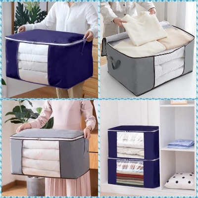 Picture of Quilt Storage Bags. Large Capacity Blankets Organizer, Comforter Organizer,