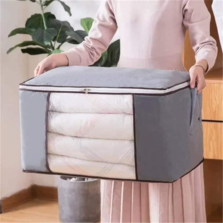 Picture of Quilt Storage Bags. Large Capacity Blankets Organizer, Comforter Organizer,