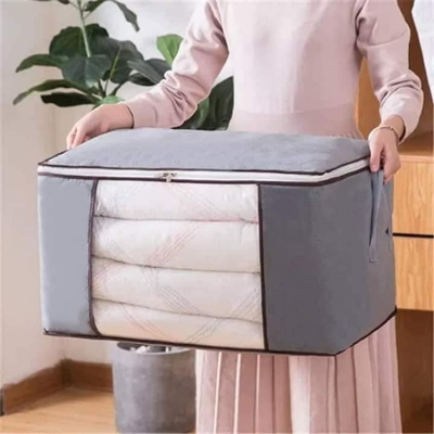 Picture of Quilt Storage Bags. Large Capacity Blankets Organizer, Comforter Organizer,