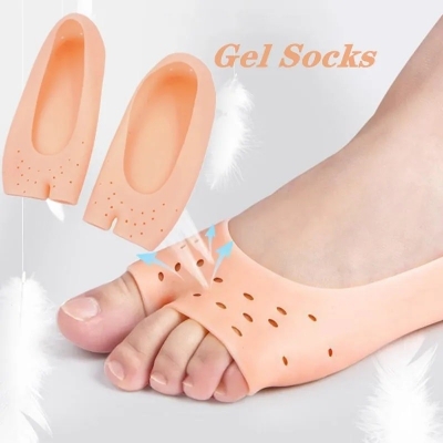Picture of 2 Pcs/Set Soft Silicone Moisturizing Gel Socks For Foot Care Protector Relieve Dry Non-slip Feet Protection Pain Relief Patch