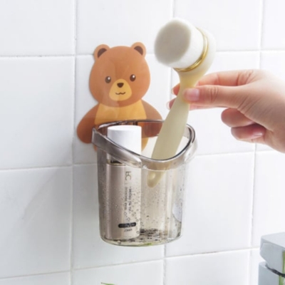 Picture of Teddy Bear Bathroom Tooth Brush Holder Brush Holder Toothpaste Brush Holder Adhesive Tooth Brush Holder