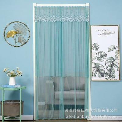 Picture of 200*100cm double layer Door curtain summer lace anti-mosquito household punch-free gauze curtain Velcro Internet celebrity curtain
