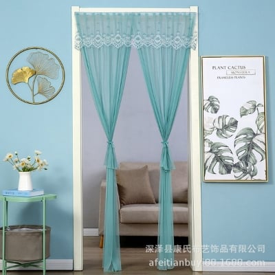 Picture of 200*100cm double layer Door curtain summer lace anti-mosquito household punch-free gauze curtain Velcro Internet celebrity curtain
