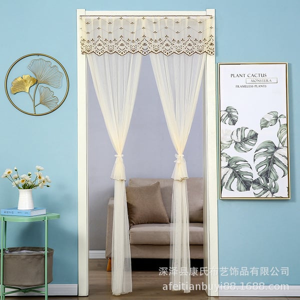 Picture of 200*100cm double layer Door curtain summer lace anti-mosquito household punch-free gauze curtain Velcro Internet celebrity curtain