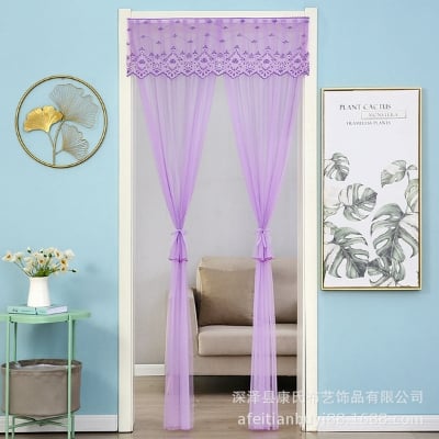Picture of 200*100cm double layer Door curtain summer lace anti-mosquito household punch-free gauze curtain Velcro Internet celebrity curtain