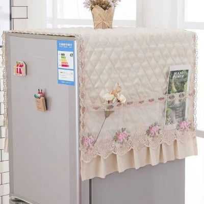 Picture of Refrigerator Dust Cover Dustproof Cloth Cover Protective Cover Microwave Washing Machine Double Door Single Door Refrigerator Cover Towel