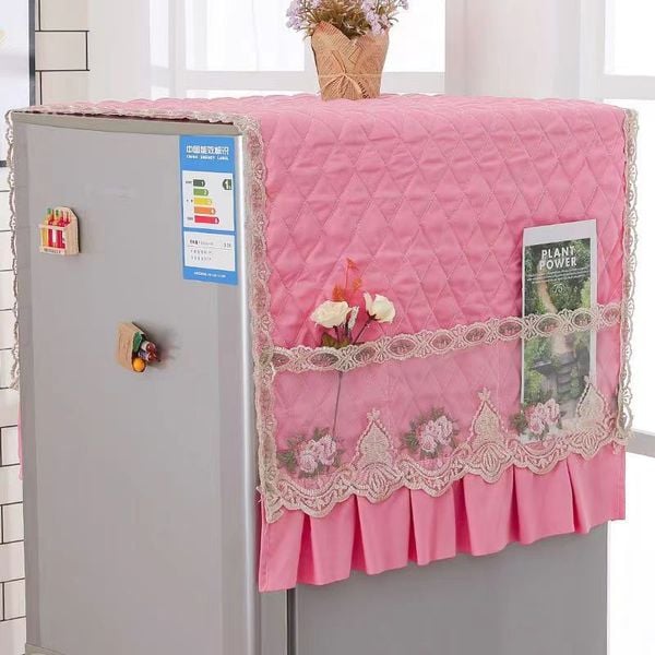 Picture of Refrigerator Dust Cover Dustproof Cloth Cover Protective Cover Microwave Washing Machine Double Door Single Door Refrigerator Cover Towel