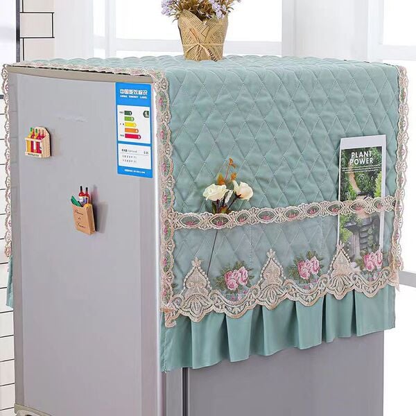 Picture of Refrigerator Dust Cover Dustproof Cloth Cover Protective Cover Microwave Washing Machine Double Door Single Door Refrigerator Cover Towel