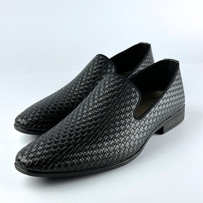 Picture of Handcrafted Weaved Leather Dress Loafer (Black)