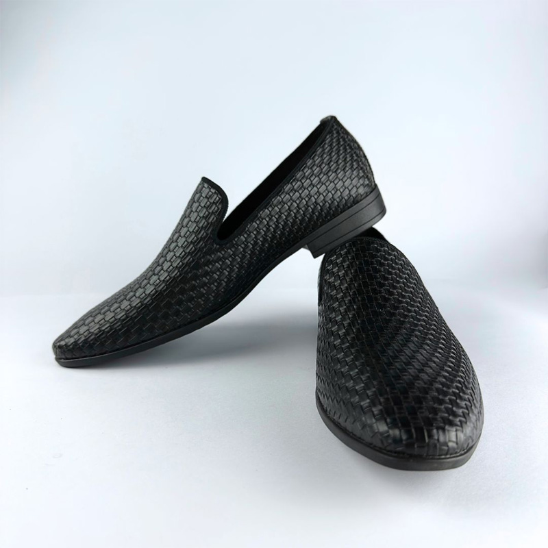 Picture of Handcrafted Weaved Leather Dress Loafer (Black)